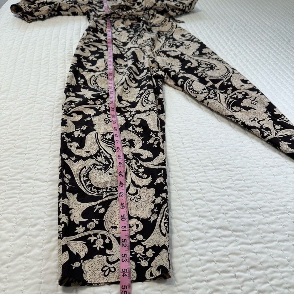 Rebecca Taylor Paisley Jumpsuit 100% Cotton Brown Belted With Pockets Size M - Picture 4 of 16